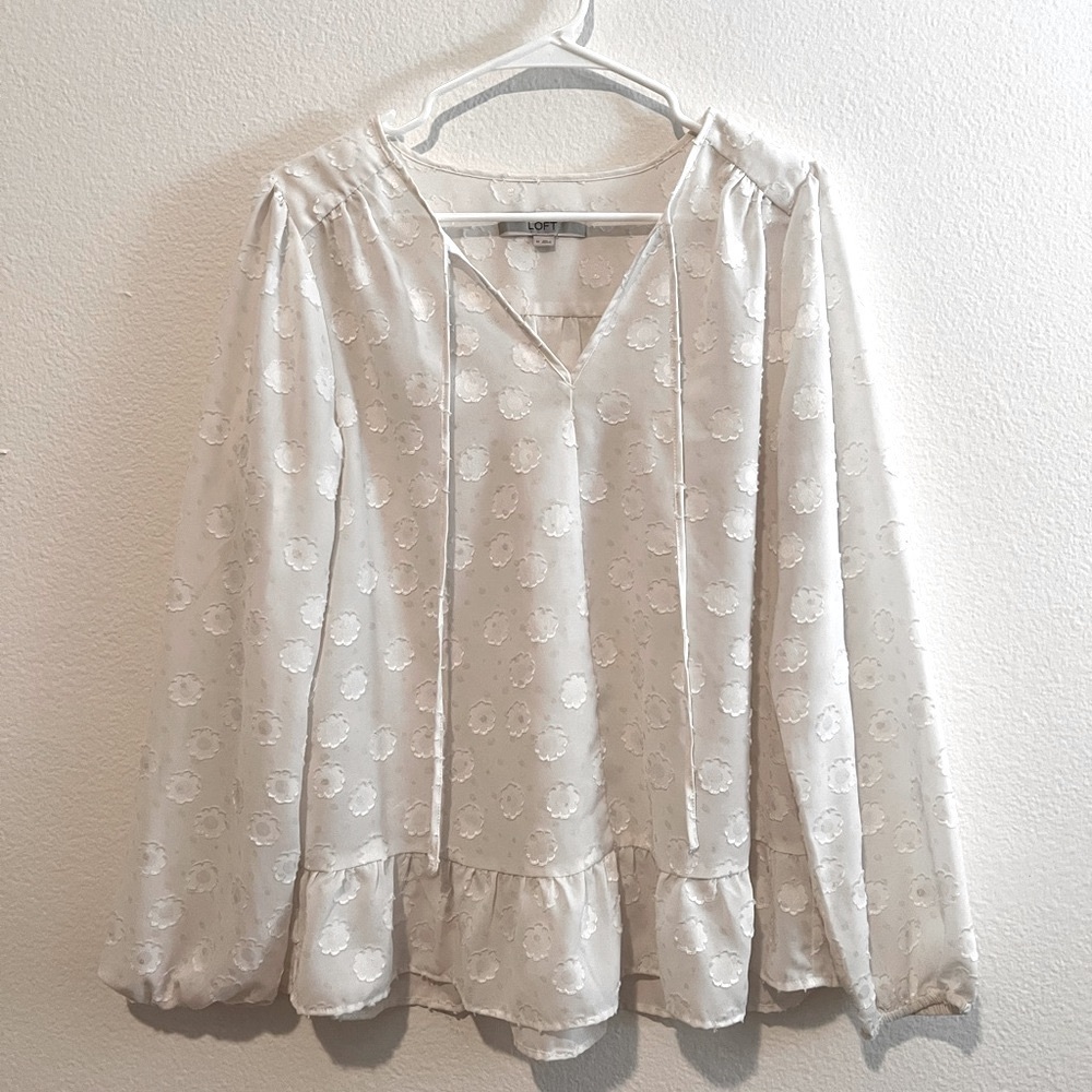 LOFT Peplum Floral Blouse Sz M